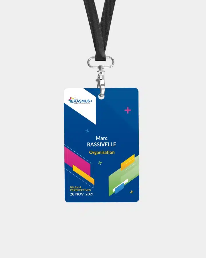 Badges personnalisés d'accès à la Conférence Annuelle Erasmus+